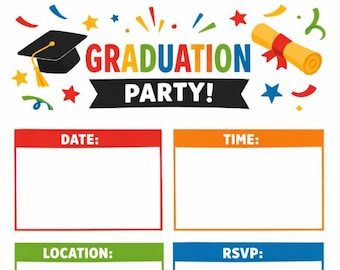 Graduation Party Invitation Printable | Colorful Graduation Party Sign | Editable Graduation Decor