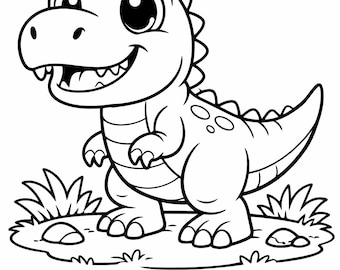 Dinosaur Coloring Pages for Kids | Cute Dino Coloring Book Printable | T-Rex Triceratops Stegosaurus | Toddler & Preschool Activity PDF
