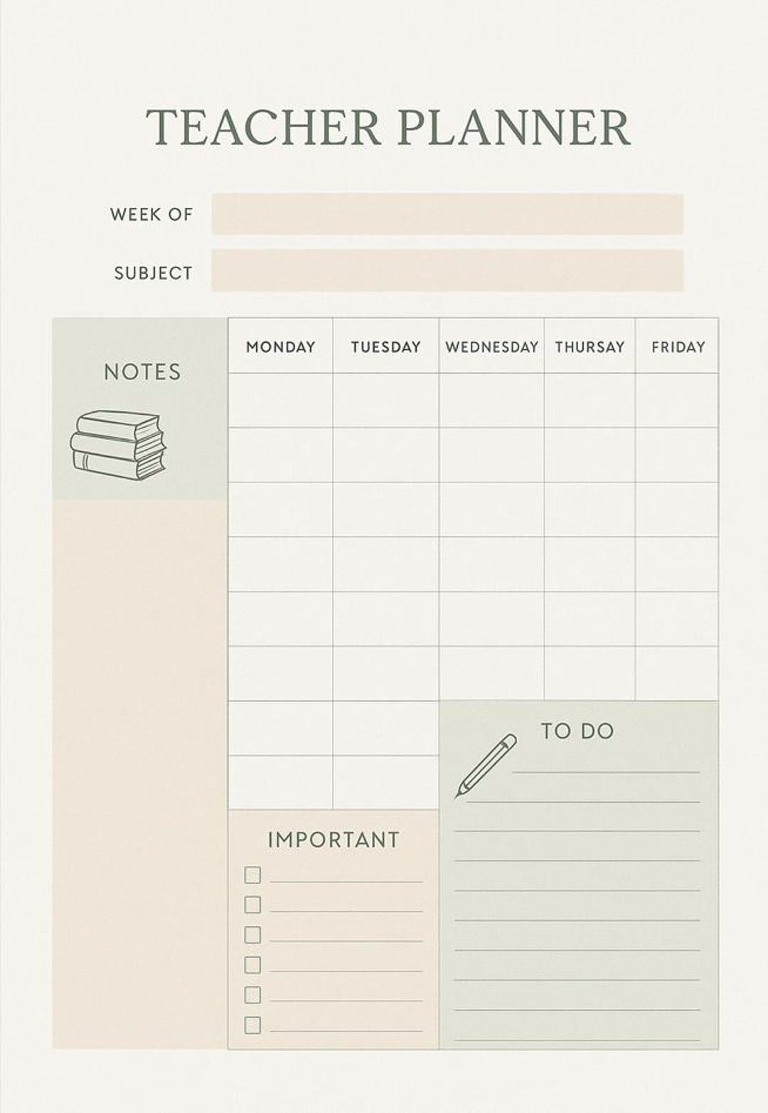 Teacher Planner Printable | Weekly Lesson & To-do Organizer | Academic ...