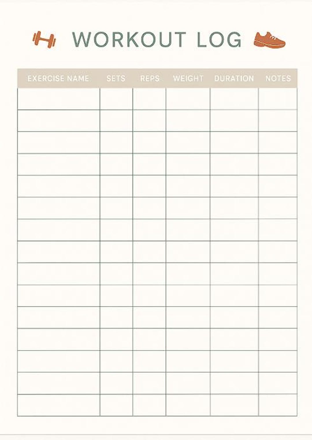 Workout Log Printable | Fitness Tracker Template | Exercise Planner PDF ...