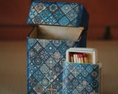 Cigaret case vintage, Cigarette box with Matchbox, Business card case