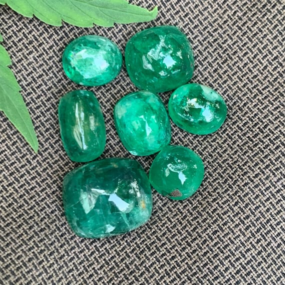 Natural Swat Emerald Lot 15.70 Ct | Saturated Royal Green Capsule Cabochon | Pakistani Emerald | Ring Sized Loose Gemstone