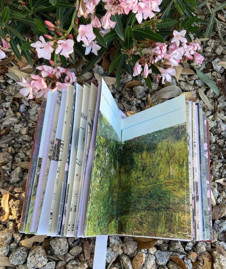 Repurposed Book Journal Hand Stitched Binding Travel Log Art Journal ...