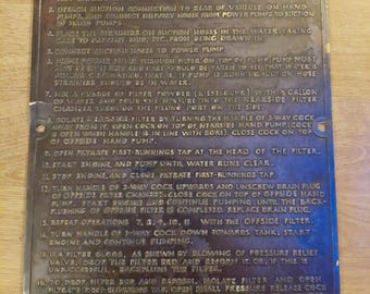 Brass Vintage Power Pumping Instructions Sign