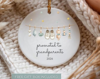 Adorno de recuerdo "Ascenso a los abuelos", adorno para anunciar el nacimiento de un bebé, BabyReveal
