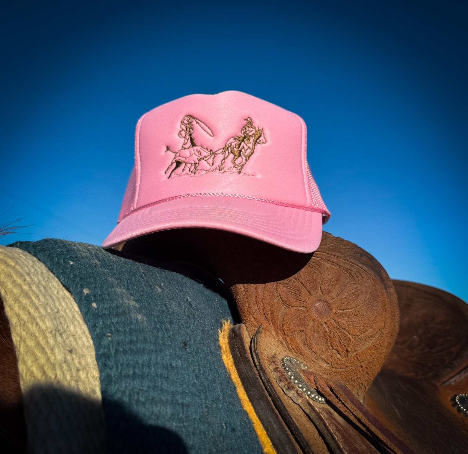 Embroidered Rodeo Team Roping Trucker Hat: Custom OTTO Cap - Etsy