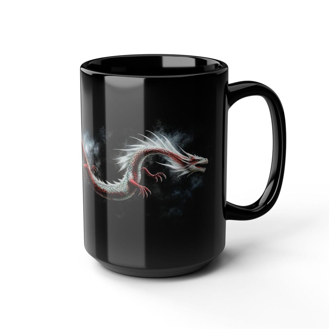 Mystic Chinese Dragon Black Coffee Mug - Dark Fantasy Lover Gift - Etsy