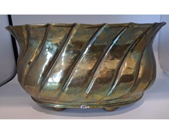 Vintage Brass Italian Style Footed Planter Cache pot Large 9"