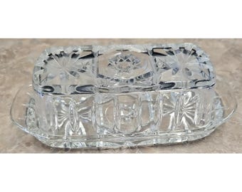 Possible Anchor Hocking  crystal clear cut butter dish vintage