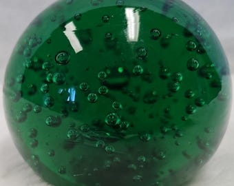Fermacarte a sfera in vetro soffiato a mano color smeraldo, stile vintage contemporaneo