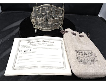 Vintage Utah Golden Spike 1869 Brass Belt Buckle First Security Corp BR-5400