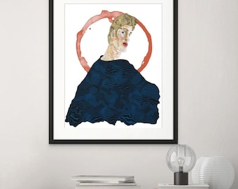 Blue Wall Art Fine Art Print Contemporary Male Figure Poster By Artist
