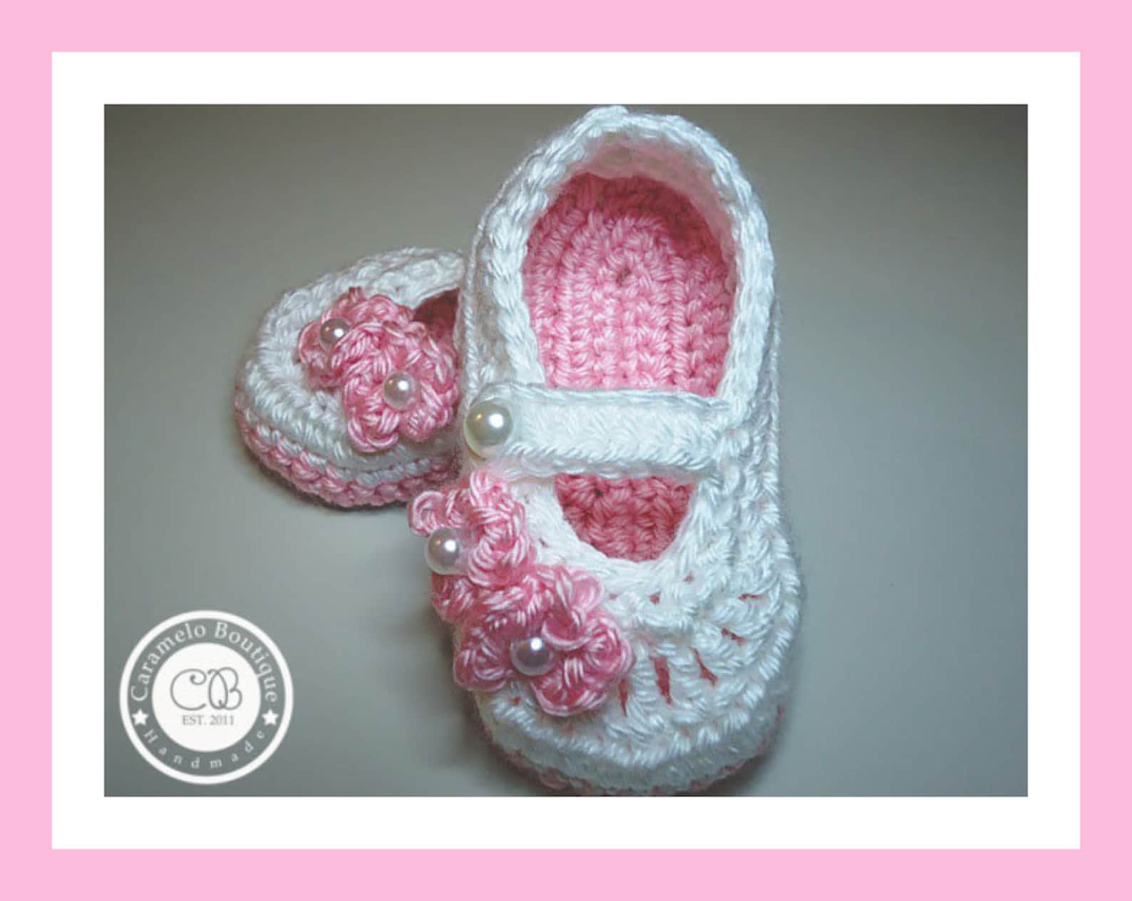 Crochet Mary Janes Shoes with PearlsPink Baby Girl Shoes with Etsy