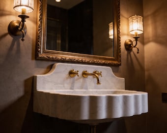 Lavabo de mármol mural, lavabo de baño flotante, lavabo de tocador de mármol, lavabo de piedra, lavabo de baño pequeño moderno, lavabo de lujo