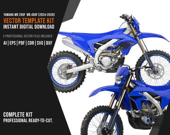 YAMAHA WR 250F 2025 2026 WR 450F 2024 2025 2026 Vector Template 1:1 Scale | Graphic Kit Stencil | eps ai pdf svg dxf cdr | Commercial Use