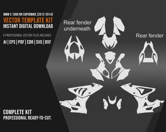 BMW S1000RR S 1000 RR 2012 2013 2014 Vector Template 1:1 Scale | Superbike Kit Graphic Stencil | eps ai pdf svg dxf cdr | Commercial Use