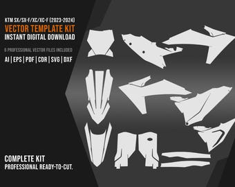 KTM Template 2023-2024 | sx sxf xc xc-f Vector Files | ai eps pdf cdr svg dxf | 1:1 Scale Commercial License Digital Download
