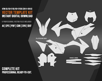 KTM Template 2011-2012 | sx sx-f xc xc-f xcw exc exc-w Vector Files | ai eps pdf cdr svg dxf | 1:1 Scale Commercial License Digital Download