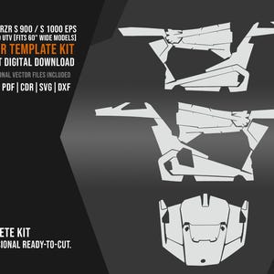 Può includere: Kit di modelli vettoriali per modelli Polaris RZR S 900 / S 1000 EPS UTV, adatti a modelli larghi 60". Include download digitale immediato con 6 file vettoriali professionali in formati AI, EPS, PDF, CDR, SVG e DXF. Kit completo pronto per il taglio.