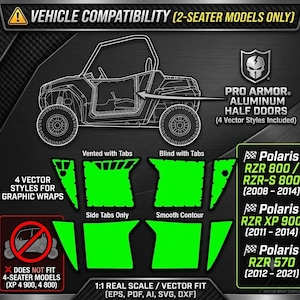 Polaris RZR 800 900 570 Pro Armor Door Wrap Template Vector 4 Styles 2-Seater Aluminum Half Doors | UTV Cut File eps ai pdf svg dxf cdr