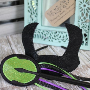Maleficent horns and staff set - Glitter and Leather Dress Up Accessories