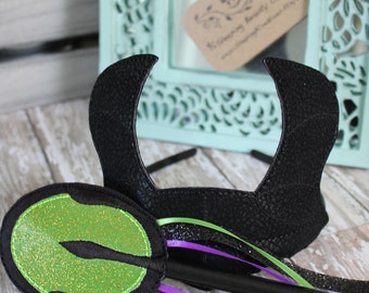 Maleficent horns and staff set - Glitter and Leather Dress Up Accessories