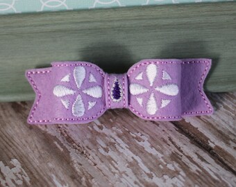 Sofia the First Inspired Hair Bow- Embroidered Wool Felt