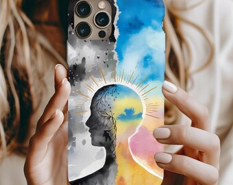 Mental Health Silhouette Healing Phone Case for iPhone Samsung, Emotional Wellness Art, Anxiety Support, Mindfulness Self Care Gift, Support