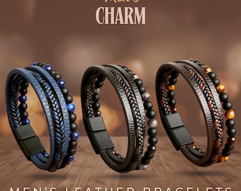 Bracciale barbazzale da uomo in ceramica magnetica bianca e nera