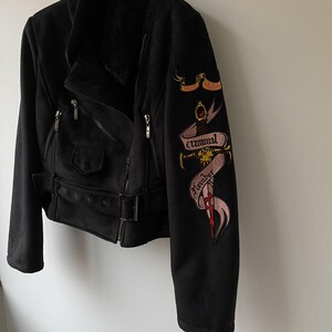 Chaqueta vintage Von Dutch Motor de piel sintética de oveja imagen 5