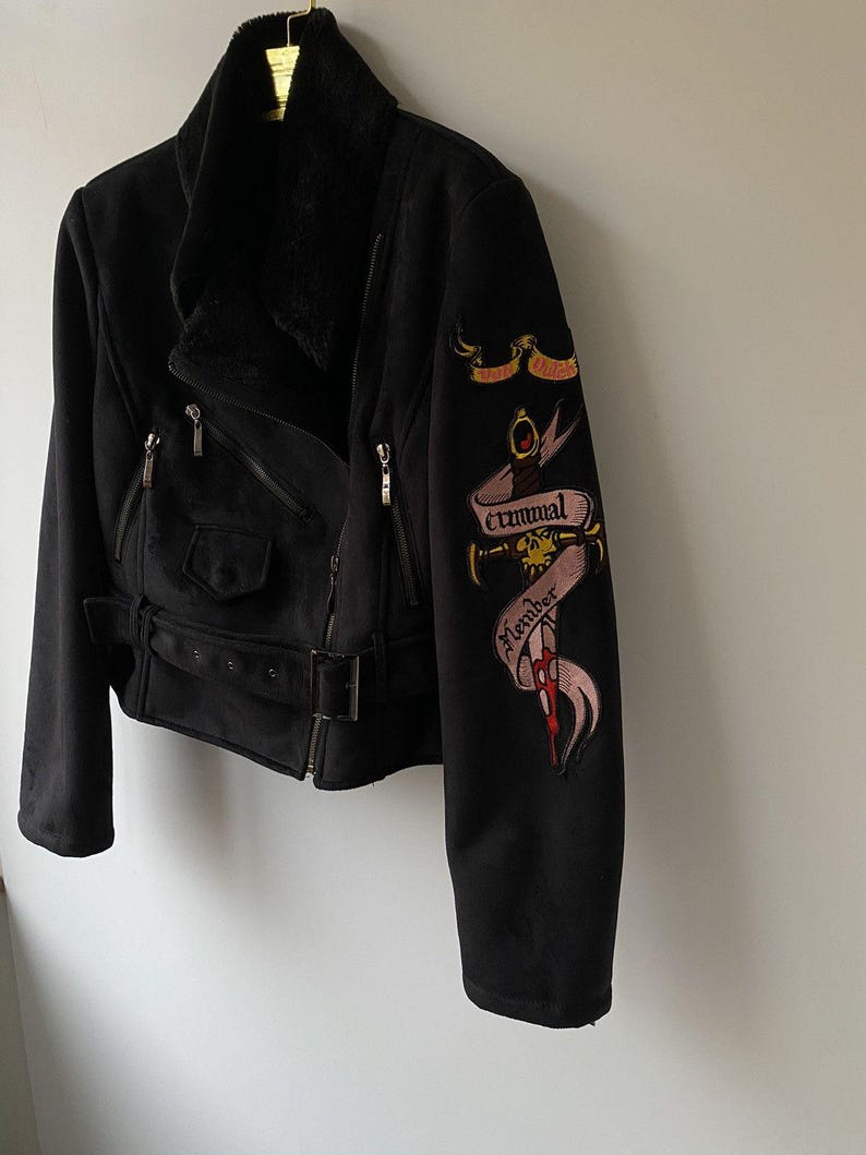 Chaqueta vintage Von Dutch Motor de piel sintética de oveja imagen 5
