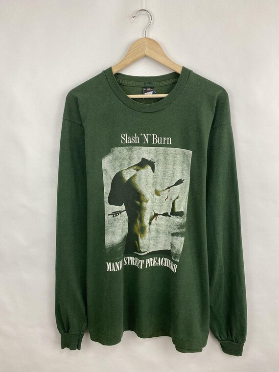 MANIC STREET PREACHERS ロングスリーブTシャツ【L】 Vintage 90s Manic Street Preachers Slash N Burn Long Sleeve Size