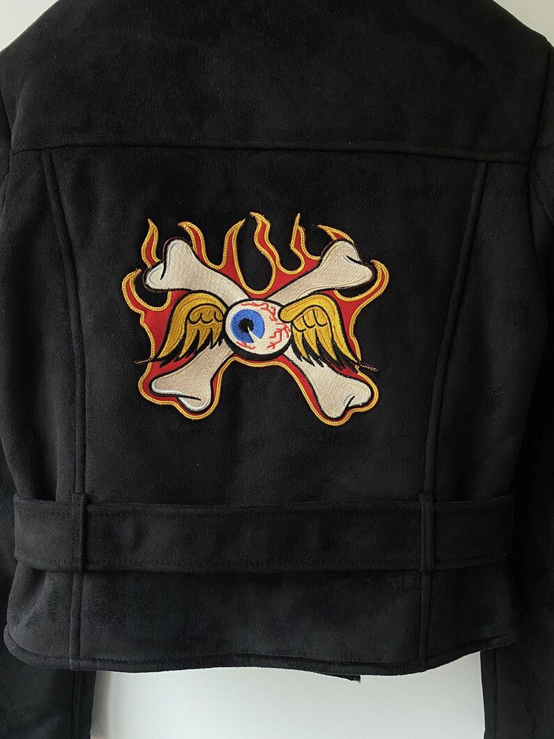 Chaqueta vintage Von Dutch Motor de piel sintética de oveja imagen 10