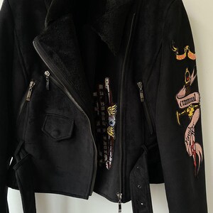 Chaqueta vintage Von Dutch Motor de piel sintética de oveja imagen 13