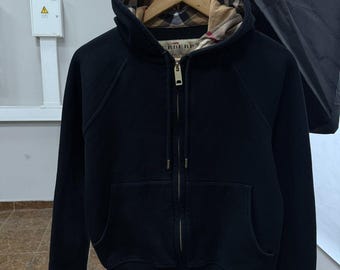 Sudadera con capucha y cremallera Burberry London England Nova Check, edición limitada Y2K, talla M