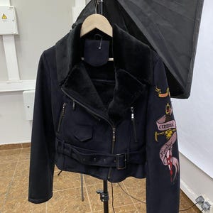 Chaqueta vintage Von Dutch Motor de piel sintética de oveja imagen 2