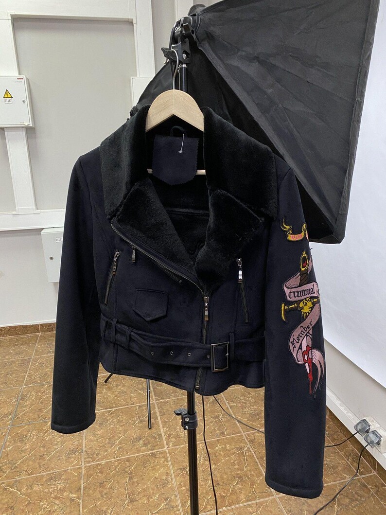 Chaqueta vintage Von Dutch Motor de piel sintética de oveja imagen 2