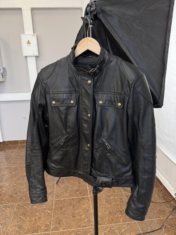Belstaff Pure Motorcycle Armored Leather Biker Jacket Rare Size 44