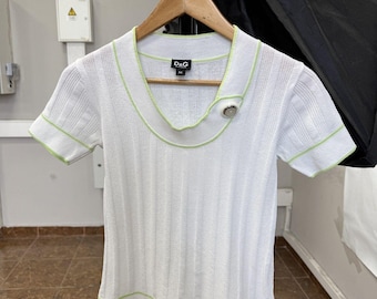 T-shirt blanc en maille Dolce & Gabbana D&G vintage 2000, fabriqué en Italie, taille M