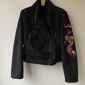 Chaqueta vintage Von Dutch Motor de piel sintética de oveja imagen 3