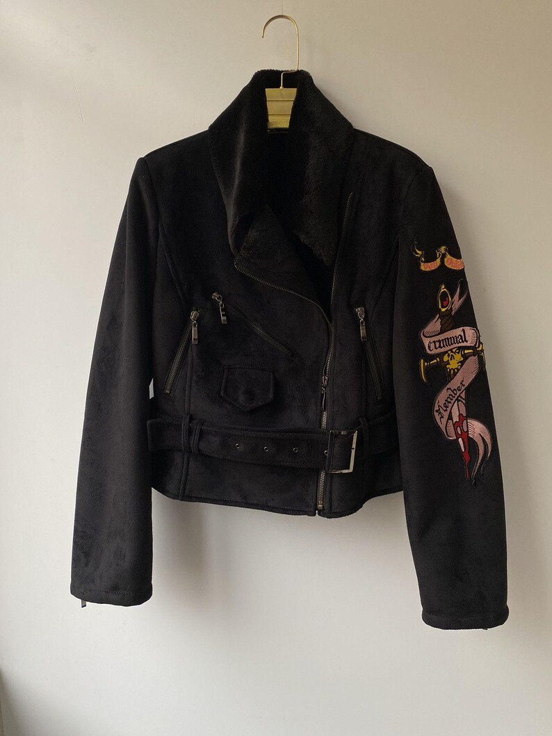 Chaqueta vintage Von Dutch Motor de piel sintética de oveja imagen 3