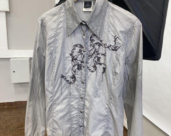 Camisa vintage de Versace Archive para mujer de 1973, muy rara, estilo retro, talla L/XL.