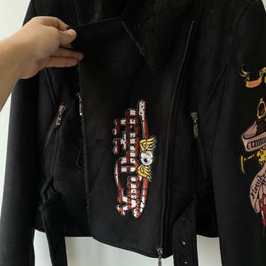 Chaqueta vintage Von Dutch Motor de piel sintética de oveja imagen 12