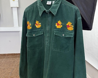Sudadera vintage de terciopelo de Winnie the Pooh de Disney de los 90, estilo Y2K, talla XL