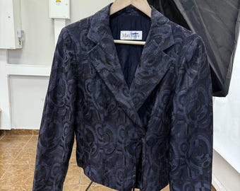 Chaqueta tipo blazer jacquard vintage Y2K de Max Mara, estilo Wednesday, talla 12