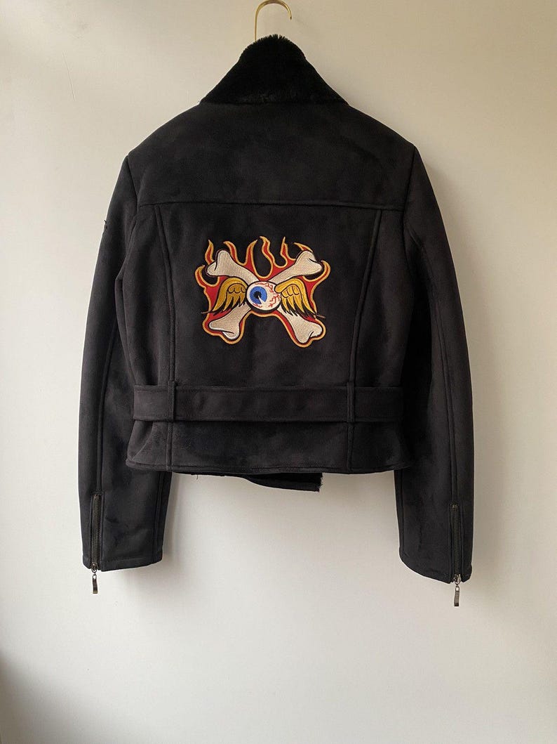 Chaqueta vintage Von Dutch Motor de piel sintética de oveja imagen 4
