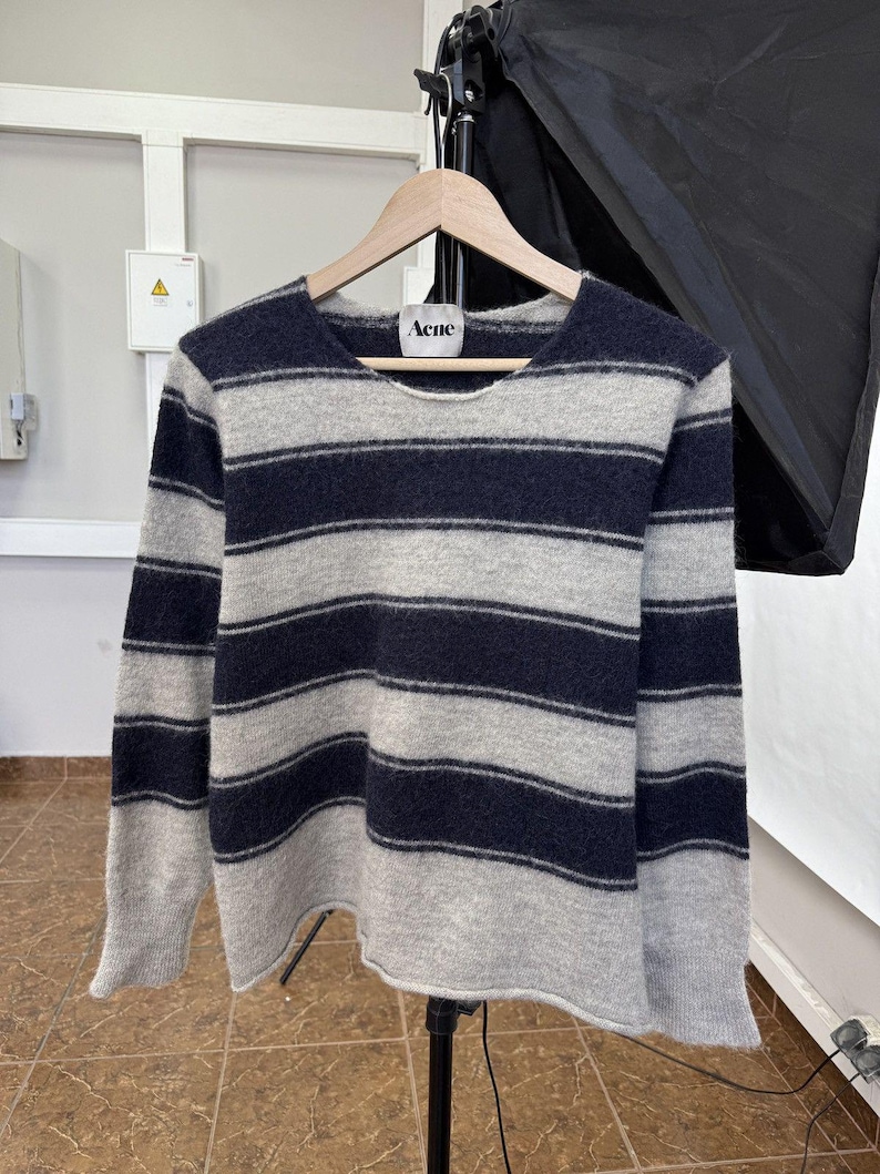 Y2K Acne Studios Alpaca Wool Striped Sweater size L/XL image 1