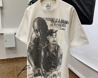 Vintage 90er Tupac Shakur Rap Makaveli T-Shirt selten Retro Größe XL Farbe Weiß