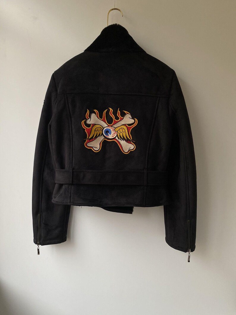 Chaqueta vintage Von Dutch Motor de piel sintética de oveja imagen 11