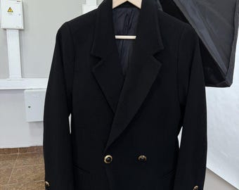 Giacca blazer in lana Burberry vintage anni '90 con bottoni dorati retrò